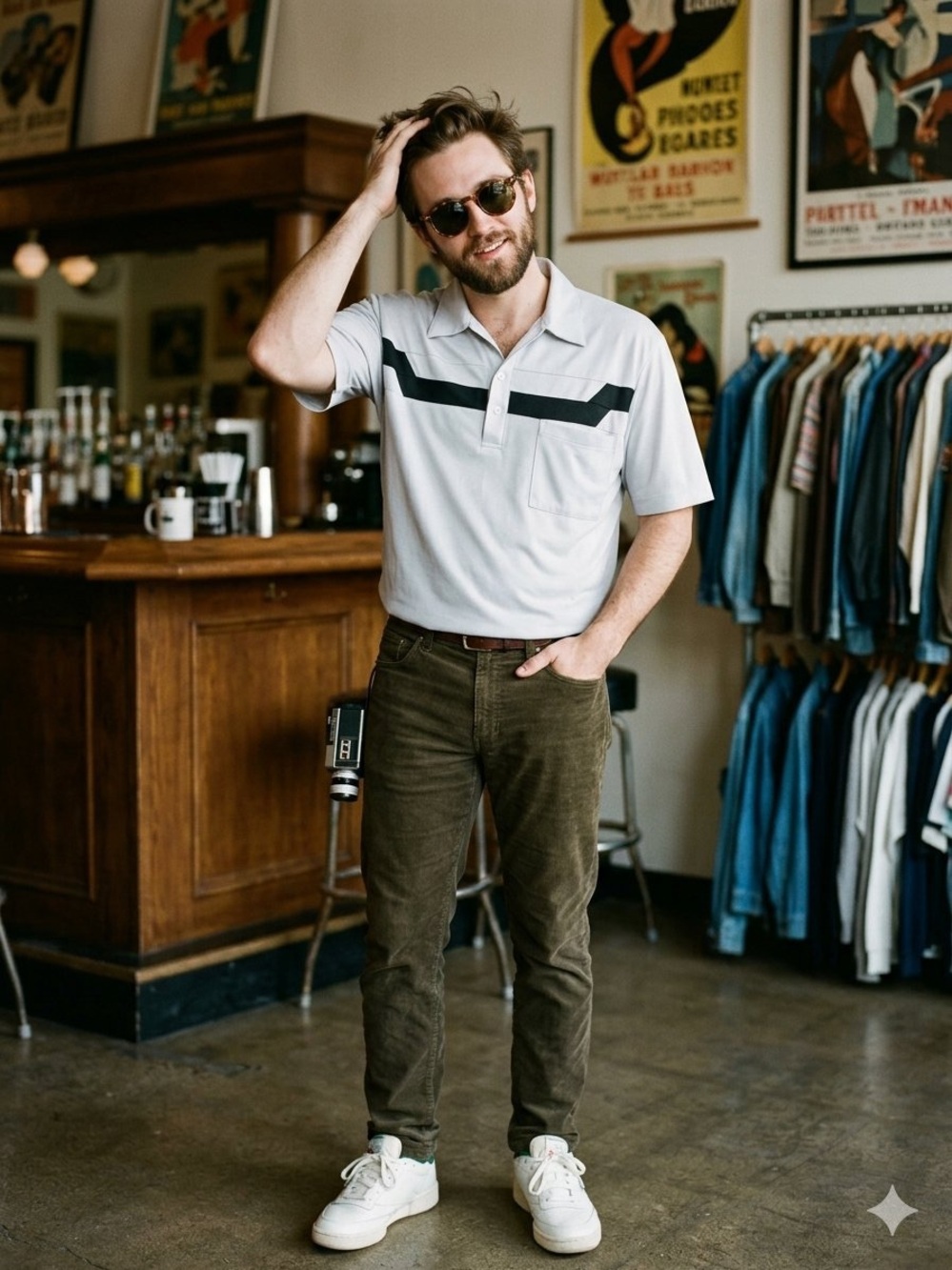 Vintage 80s Idletime Colorblock Knit Polo Shirt Grey 1X